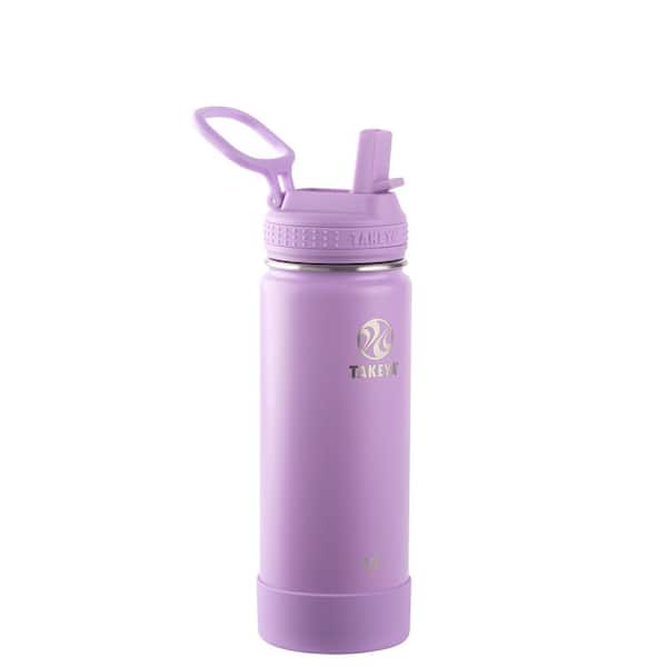 Takeya Actives 18 oz. Lilac Insulated Stainless Steel Water Bottle with Straw Lid