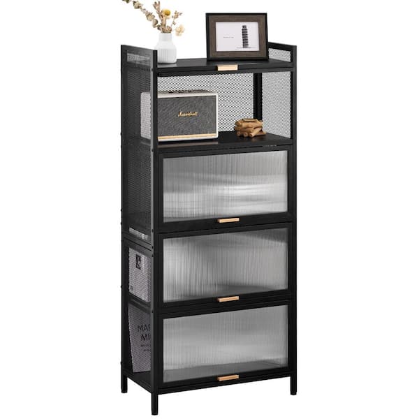 Karl home Black 55.52 in. H 5-Layer Multi-Functional Storage Cabinet with Cabinet Door
