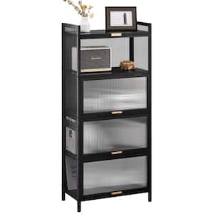 Black 55.52 in. H 5-Layer Multi-Functional Storage Cabinet with Cabinet Door