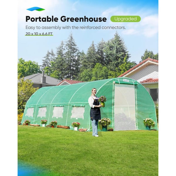 AFAIF - 240 in. W x 120 in. x 79 in. H High Tunnel Gardening Large Walk-in Greenhouse Reinforced PE Cover and 8 Screen Windows