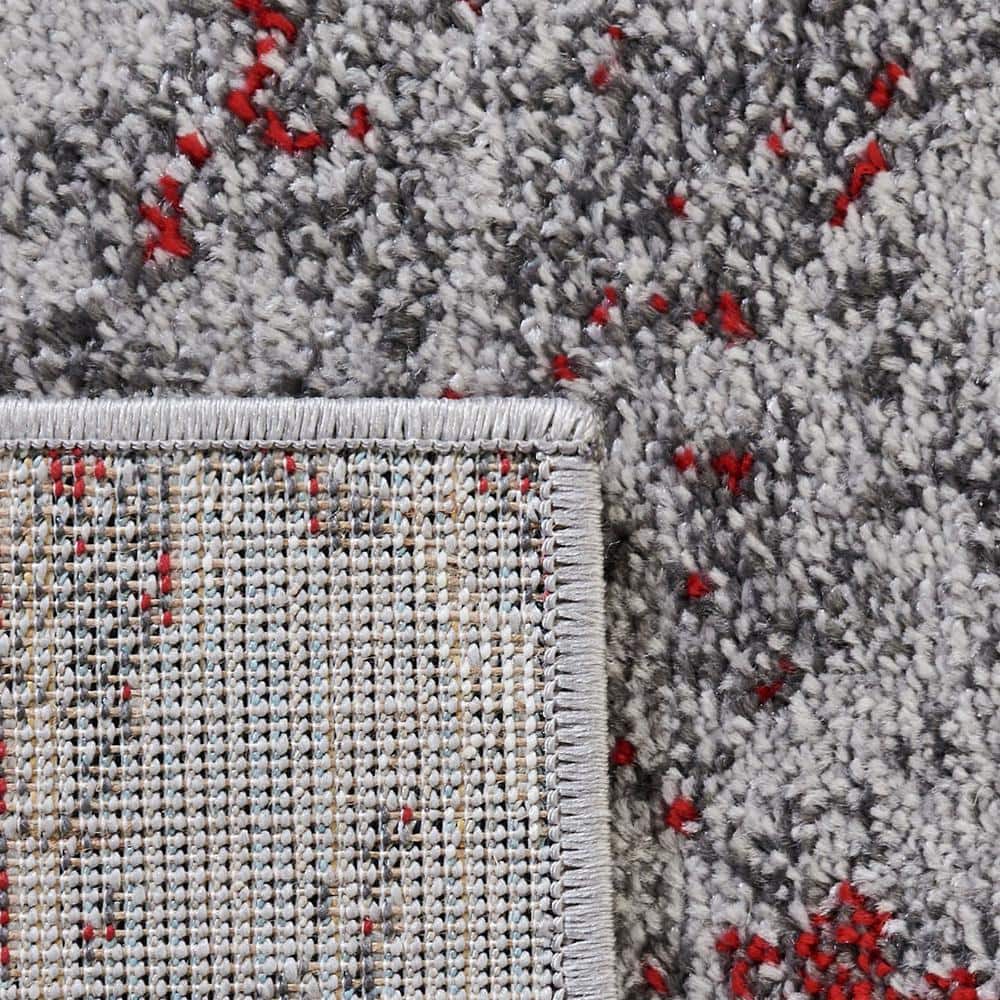 Adirondack Red and Grey Abstract Square Area Rug