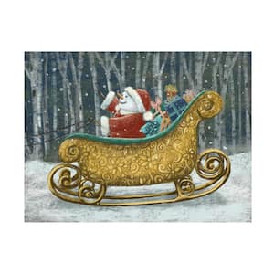 Unframed Home Christine Rotolo 'Snowman Santa In Sleigh' Photography Wall Art 35 in. x 47 in.