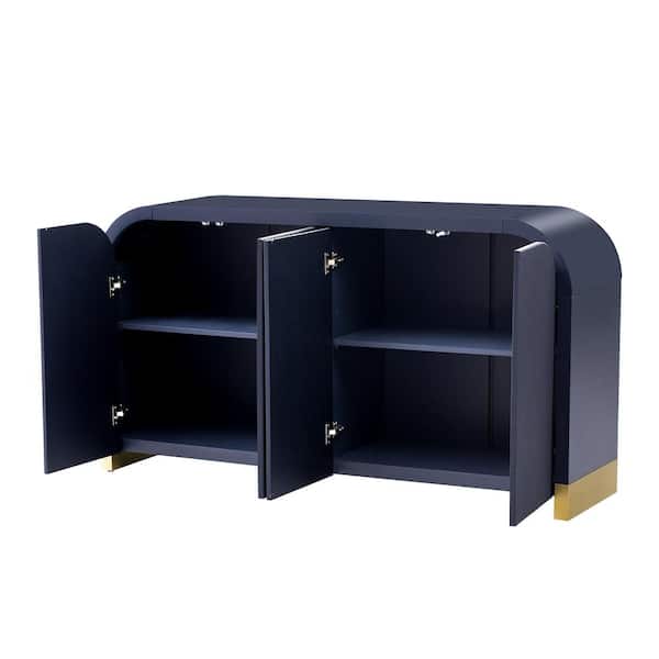 COWLOWN 59.8 in. W x 15.7 in. D x 32.9 in. H Bathroom Navy Blue Linen Cabinet