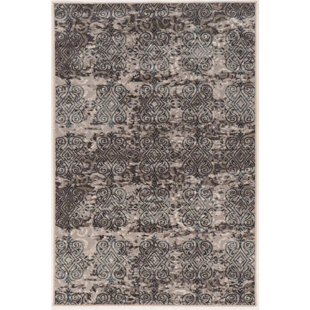 Linon Home Decor Crop Clara Gray And Blue 2 Ft. X 3 Ft. Area Rug ...