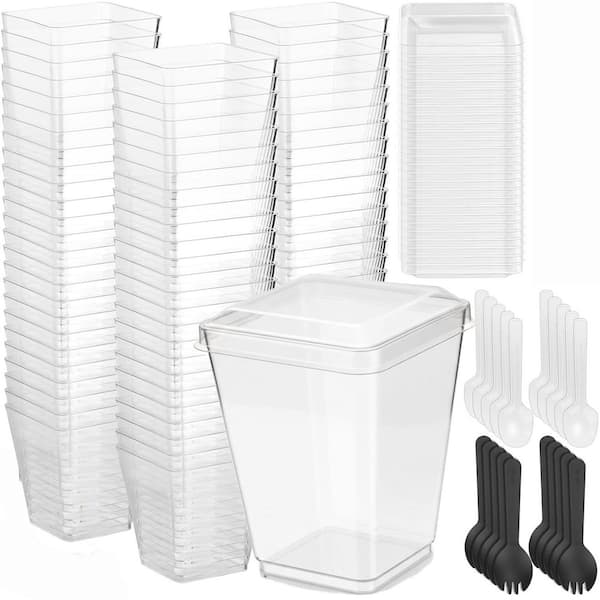 Portion Cup 290 Pack 5 oz Clear Plastic Dessert Cups with Lids Food Storage Appetizer Parfait