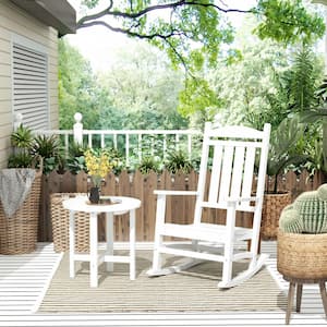Kenly White 2-Piece Plastic Outdoor Rocking Chair Set