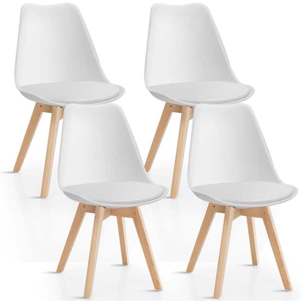 Costway White PU Seat Side Chair Set of 4