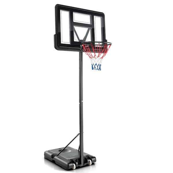 4.25 ft. to 10 ft. Portable Adjustable Basketball Hoop System with 44 ft. Backboard 2-Nets