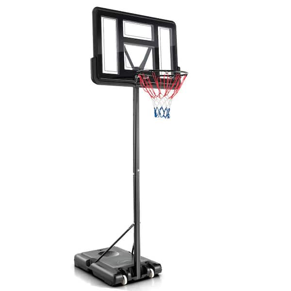 Costway 4.25-10FT Portable Adjustable Basketball Hoop System with 44 ft.  ft.  Backboard 2 Nets