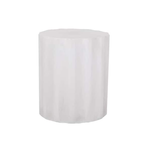 15.5 in. W x 18 in. H Outdoor LightWeight Concrete Side Table,Antique White End Talbe