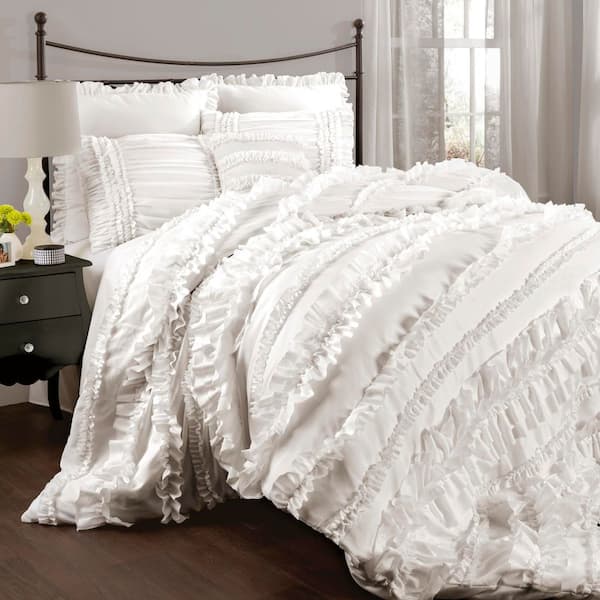 Belle 4 Pieces White Textured Microfiber King Comforter Set