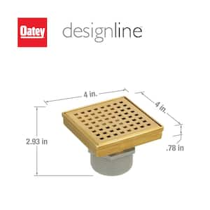 Designline 4 in. x 4 in. Stainless Steel Square Shower Drain with Square Pattern Drain Cover in Brushed Gold