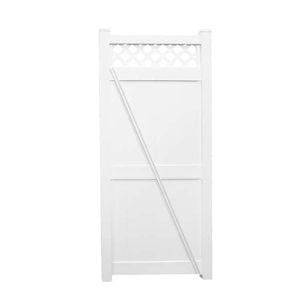 Weatherables Ashton 3.7 ft. W x 8 ft. H White Vinyl Privacy Fence Gate Kit
