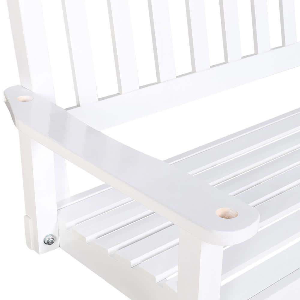 White Solid Wood 4' Outdoor Porch Swing with Chains