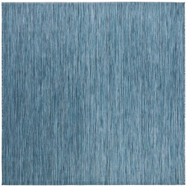 SAFAVIEH Beach House Blue 4 ft. x 4 ft. Solid Striped Indoor/Outdoor Patio  Square Area Rug