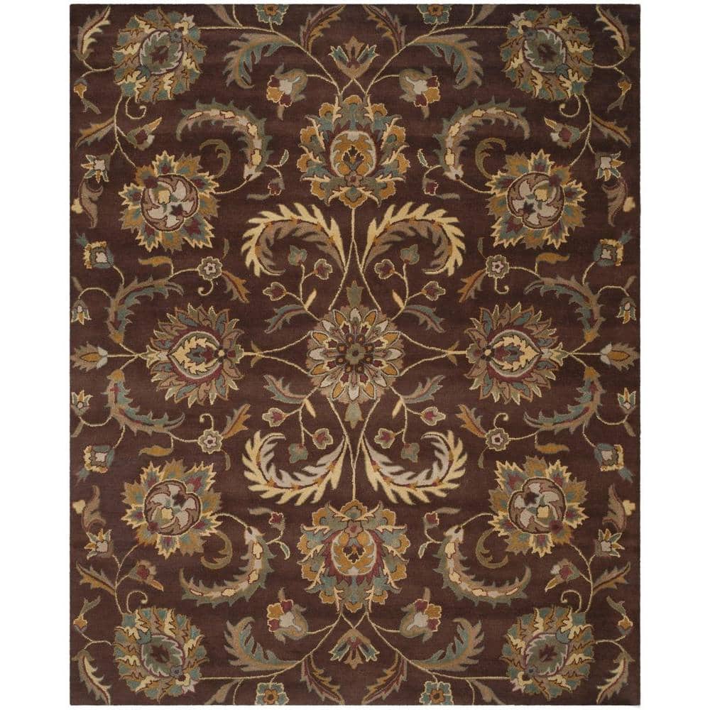 SAFAVIEH Heritage Brown/Gold 8 ft. x 10 ft. Floral Area Rug HG921A-8 ...