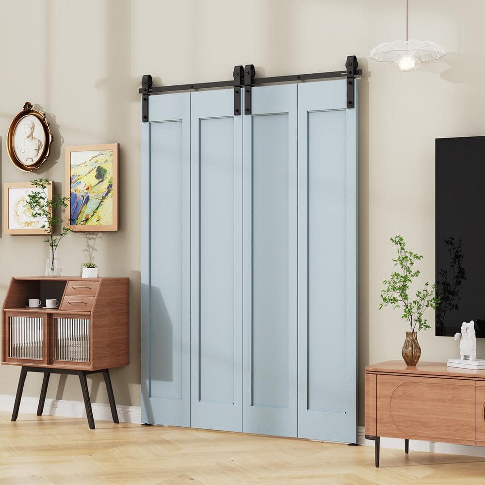 72-Inch Black Steel Bi-Fold Sliding Barn Door Hardware Kit