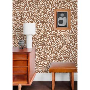 Orange Terracotta Edie Geometric Peel and Stick Wallpaper Sample