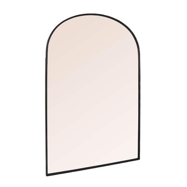 Storied Home 40.12 in. W x 60 in. H Tall Arched Metal Black Finish Framed Wall Mirror