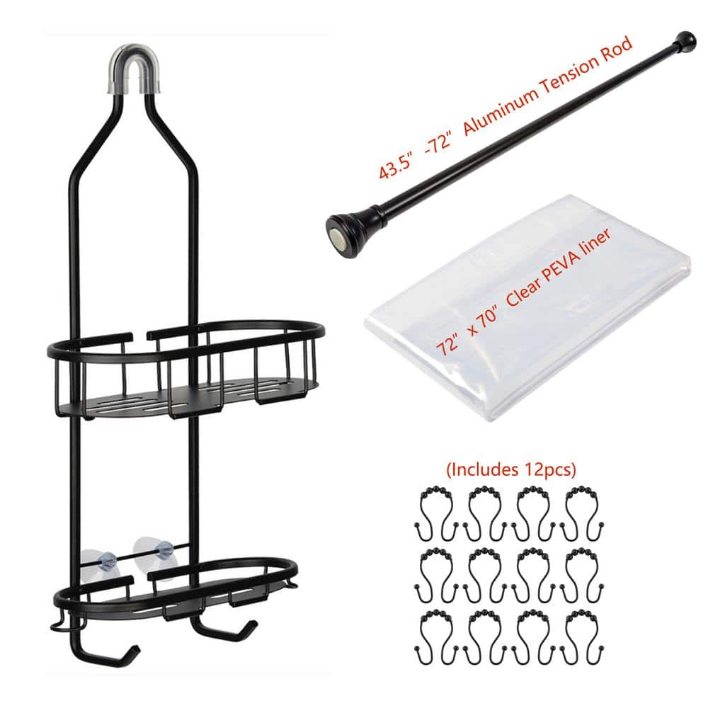 Utopia Alley Rustproof Aluminum Shower Caddy for Shower Heads, with 2