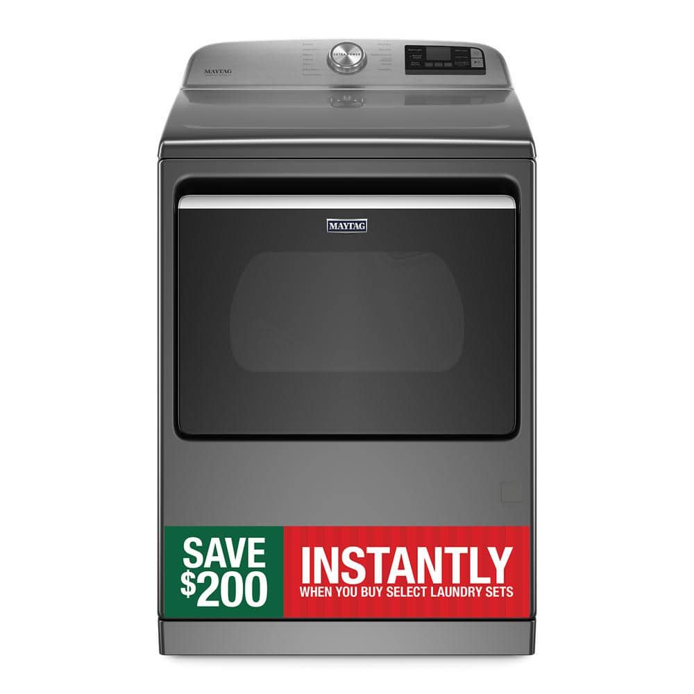 Maytag 7.4 cu. ft. 120-Volt Smart Capable Metallic Slate Gas Vented Dryer with Steam and Hamper Door, ENERGY STAR