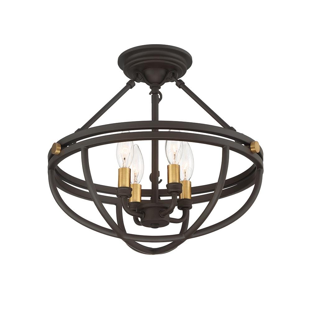 Sergeant 16" Aged Brass and Bronze Semi-Flush Mount Light
