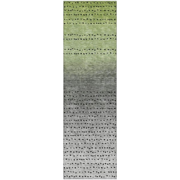 Mayfield Premium Machine Washable Abstract AMF2009 Fern 2 ft. x 7 ft. Runner Rug