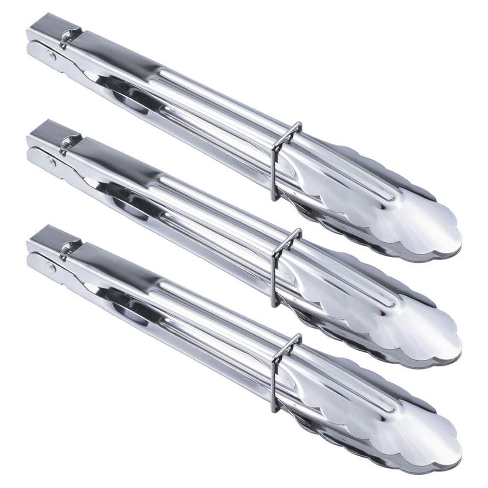 9 in. Stainless Steel Serving Tongs with Metal for Kitchen, Cooking and Serving (3-Pack) price history on PriceWatchPro