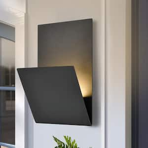 11 in. Matte Black Modern LED Outdoor Hardwired Wall Lantern Sconce