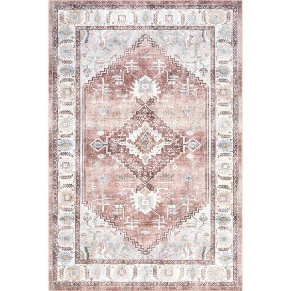 nuLOOM Lawrence Blush 4 ft. x 6 ft. Medallion Area Rug