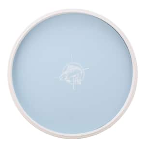 PASTIMES Fishin' 14 in. W x 1.3 in. H x 14 in. D Round Light Blue Leatherette Serving Tray