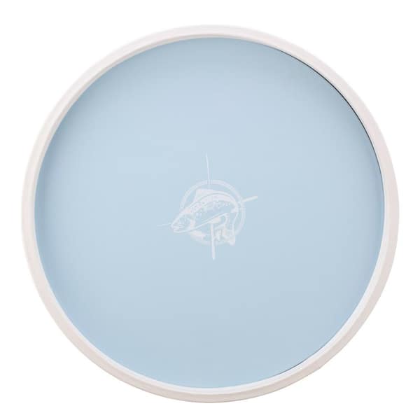 Kraftware PASTIMES Fishin' 14 in. W x 1.3 in. H x 14 in. D Round Light Blue Leatherette Serving Tray