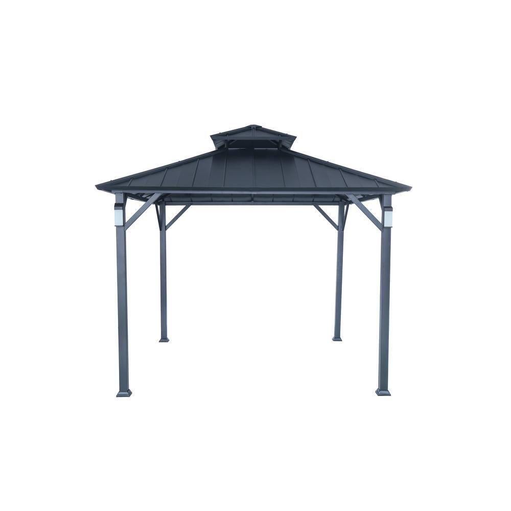  Ultra Series 10 ft. x 10 ft. Black Hardtop Gazebo with 4 LED Lights, Galvanized Steel Roof, Patio Gazebo