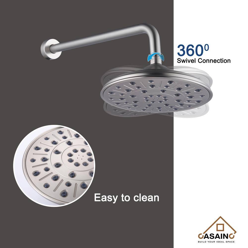 Brushed Nickel Wall Mounted Multi-Head Rain Shower System