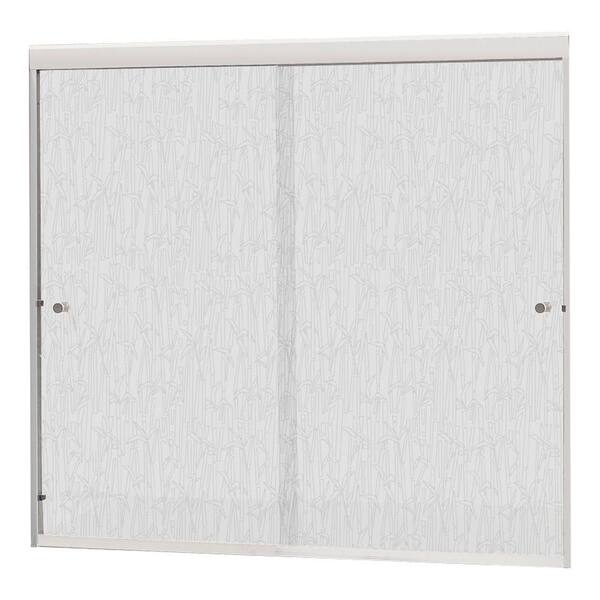 Contractors Wardrobe Model 2400 59 ⅛ in. x 58 in. Frameless Bypass Sliding Tub Enclosure in Silver Nickel with Bamboo Glass and Knobs Only