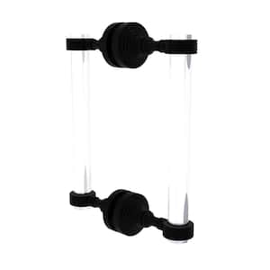 Pacific Grove 8 in. Back to Back Shower Door Pull with Groovy Accents in Matte Black