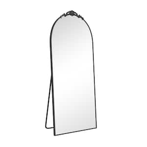 Black 28 in. W x 71 in. H Arched Wood Framed Mirror for Bedroom Entryway