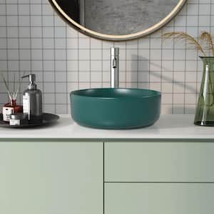 Green Ceramic Circular Vessel Bathroom Sink Art Sink