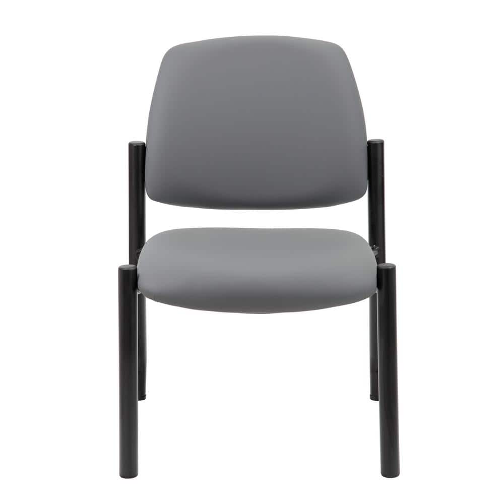 Gray Armless Vinyl and Metal Guest Chair