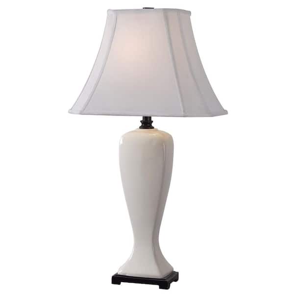 Kenroy Home Onoko 31 in. Pearl Ceramic Glazed Table Lamp with Cream Fabric Shade