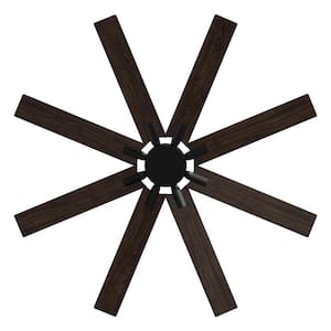 65 in. Indoor Outdoor Use Black Solid Wood Grain 8 Blade Propeller Ceiling Fan with Remote Control, 5-Speed Adjustable