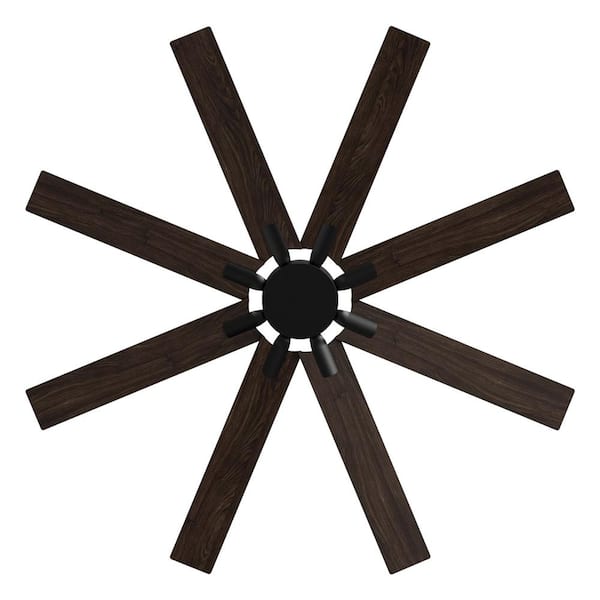WIAWG 65 in. Indoor Outdoor Use Black Solid Wood Grain 8 Blade Propeller Ceiling Fan with Remote Control, 5-Speed Adjustable