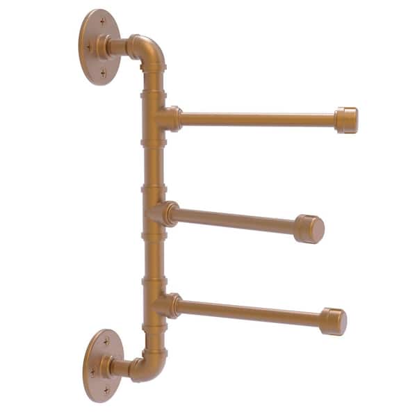 Allied Brass Pipeline 6in. 3 Swing Arm Vertical Towel Bar in Brushed Bronze