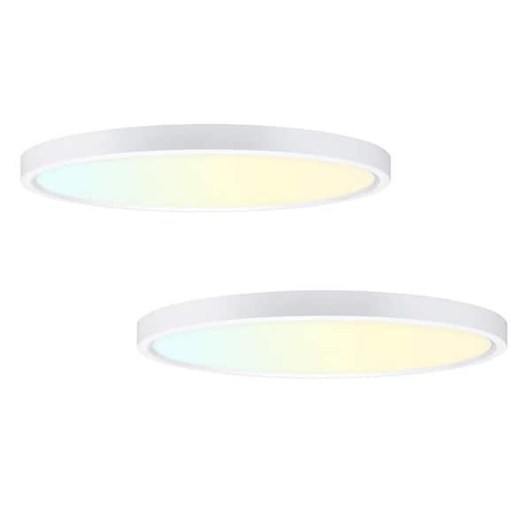 2-PACK 16 in. 30-Watt Integrated LED Flush Mount Light Super Narrow Frame Slim LED Ceiling Light with 5 CCT Selectable