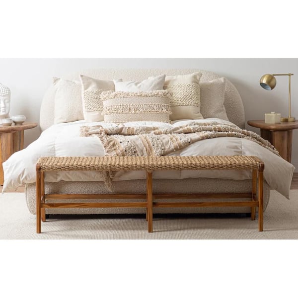 Poly and Bark Genoa Crema White Wood Frame King Size