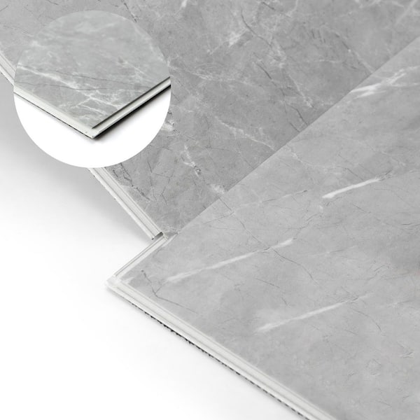 Gray Marble 12MIL 12 in. x24 in. Waterproof Click Lock Vinyl Plank Flooring, SPC Rigid Core Flooring(24sq. ft. /box)