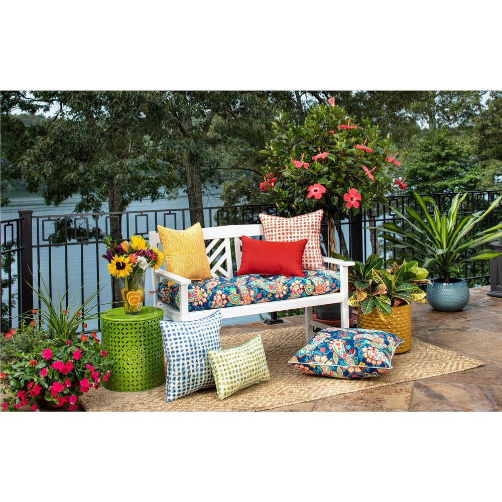 Paisley Blue and Green Rectangular Outdoor Lumbar Pillow Set