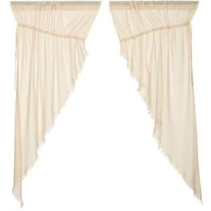 Tobacco Cloth Natural Cream Cotton 36 in. x 63 in. L Sheer Rod Pocket Prairie Window Panel Pair