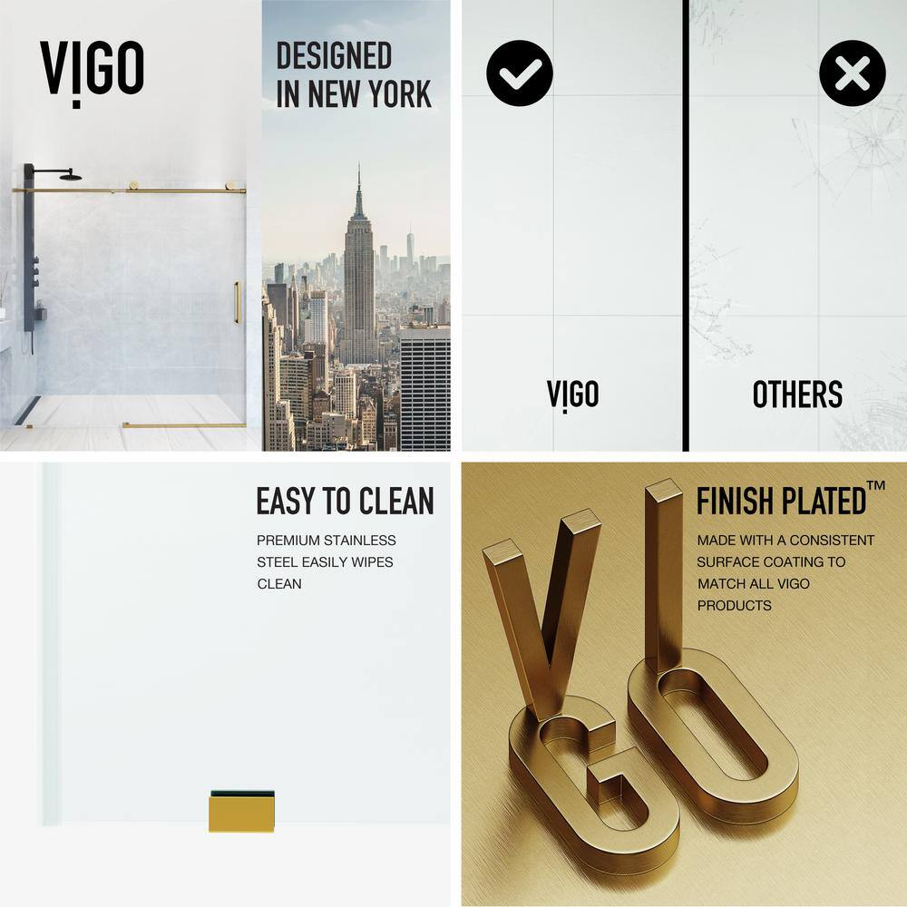 Elan 76" High x 60" Wide Frameless Sliding Shower Door in Matte Brushed Gold