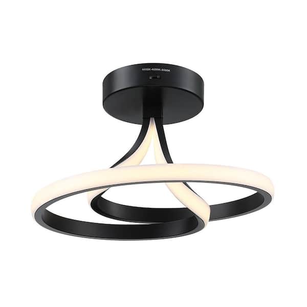 12 in. 1-Light Modern Black Integrated LED 3 CCT Flush Mount Ceiling Light Fixture for Kitchen or Bedroom